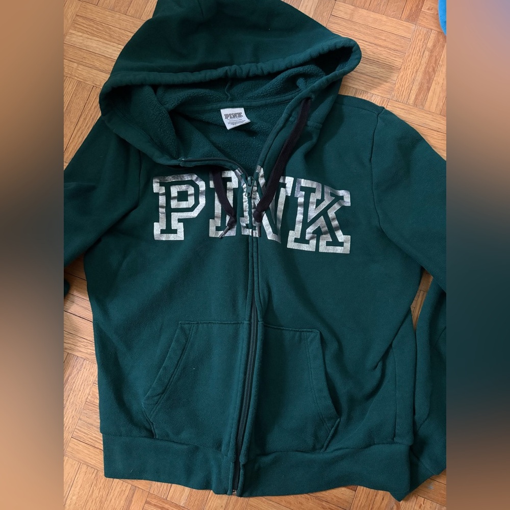 Victoria's Secret PINK Kids Zip-Up Hoodie - Forest Green